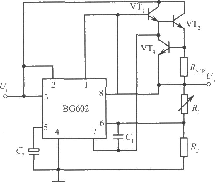 采用复合晶体管来扩展电流的BG602集成稳压电源
