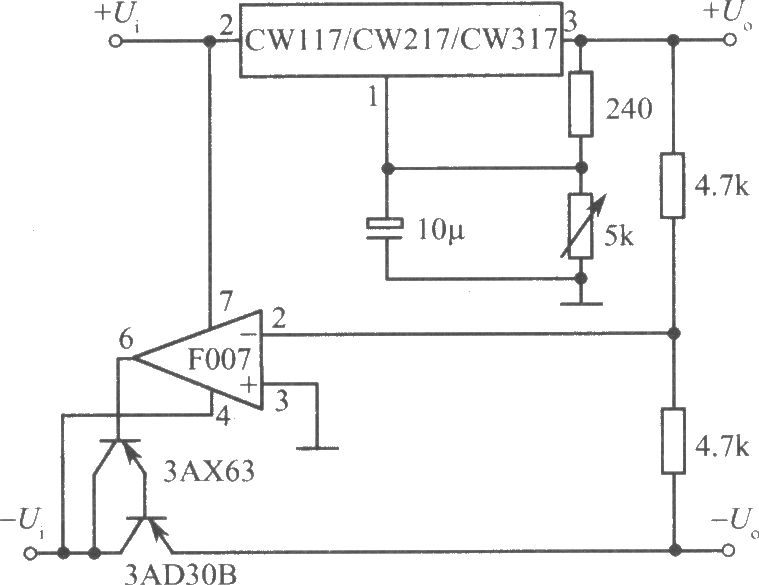 CW117／CW217／CW317构成正、负输出电压跟踪的集成稳压电源之一