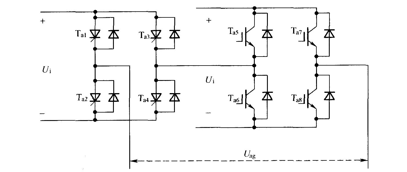 不对称的混合级联型多电平变换器单相拓扑结构