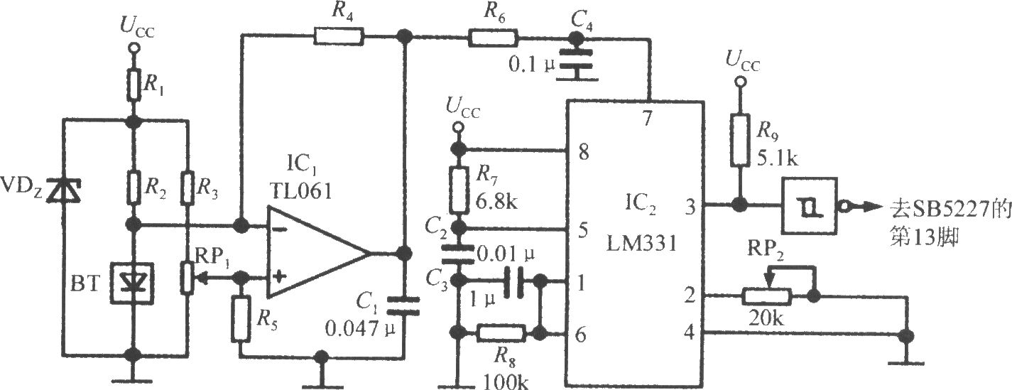 温度检测电路(智能化超声波测距专用集成电路SB5527)