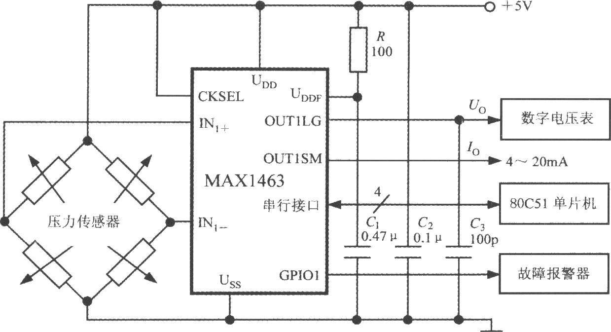 由双通道智能化传感器信号处理器MAX1463构成的高精度压力检测系