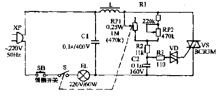 双鱼牌JC-51型调光书写台灯电路图