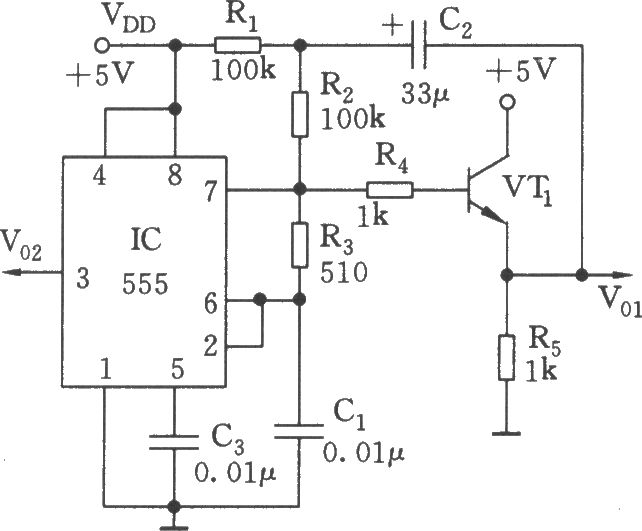 自举式锯齿波产生器电路(555)
