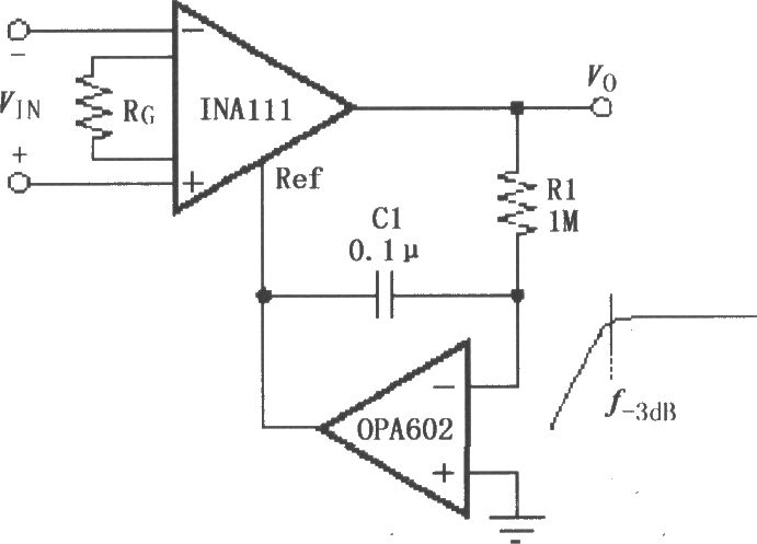 INA111构成的交流耦合仪表放大电路