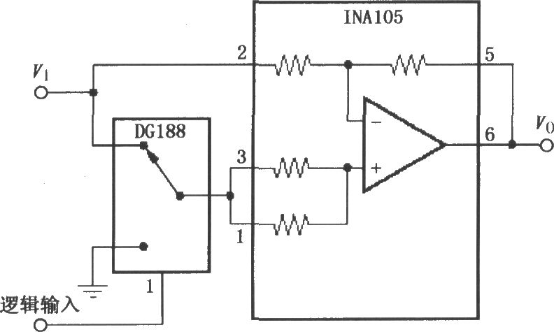 数控增益±1放大器(INA105)