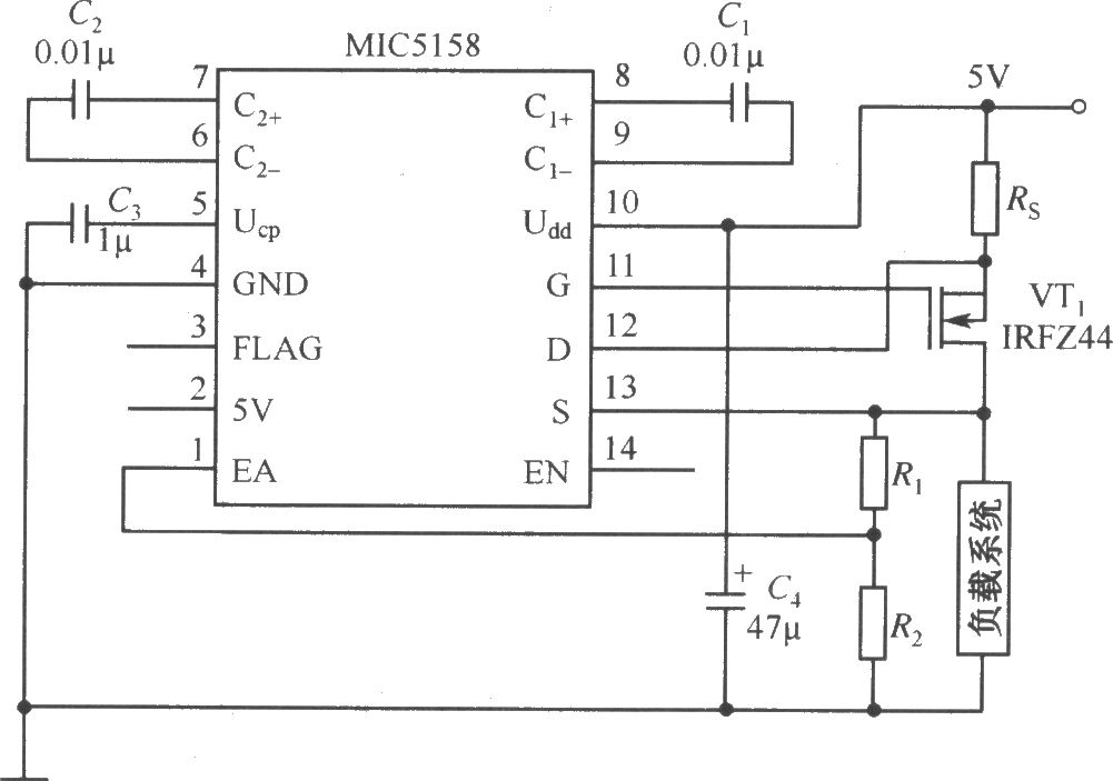 MIC5158组成的恒流源电路