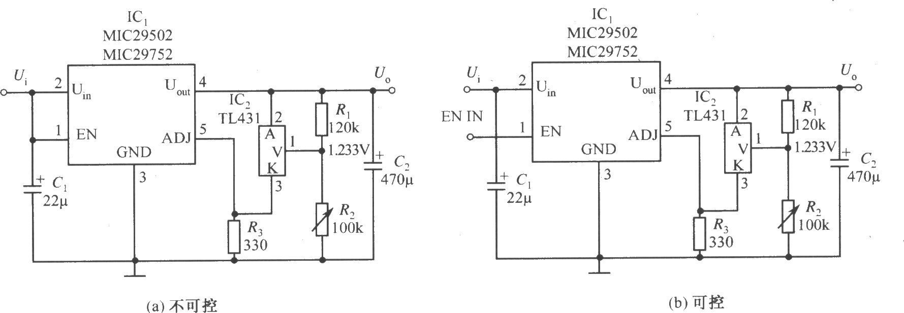 MIC29502／MIC29752构成的输出精度得到改善的稳压器