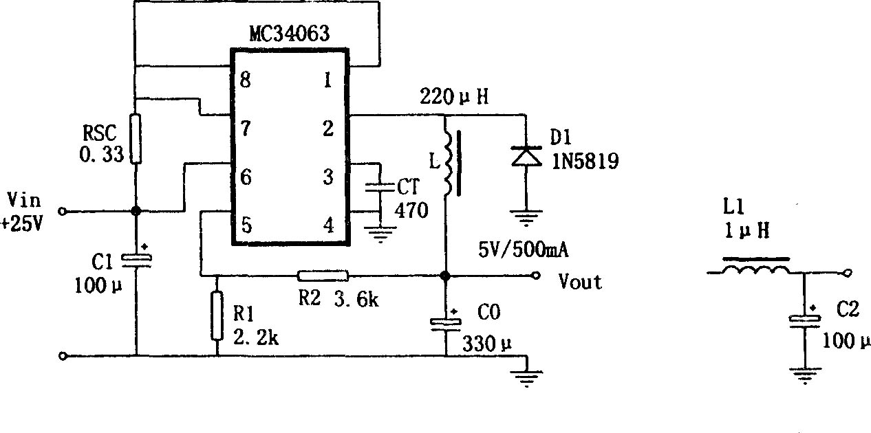 用MC34063制作的降压变换电源