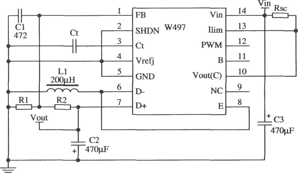 由W497构成的输出电压极性反转的应用电路