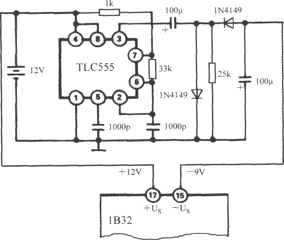 4利用TLC555产生负电源的电路(桥式传感器信号调理