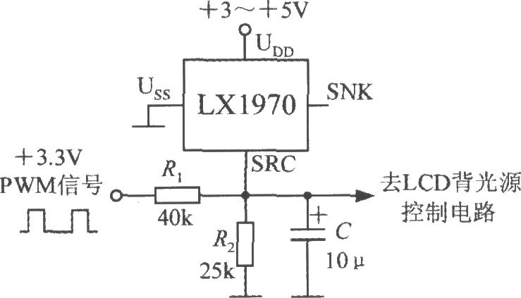 由可见光亮度传感器LX1970构成的亮度调节电路