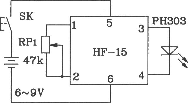 HF-15/HJ-15高灵敏度、远距离红外遥控发射、接收组件应用电路图