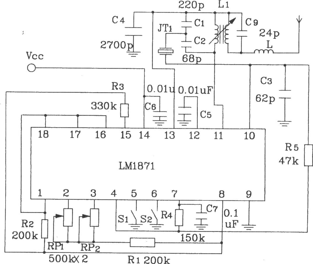 由LM1871/1872构成典型遥控发射、接收电路图