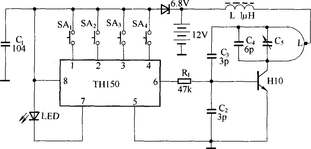 滚码型无线电遥控电路(TH150/TH150A、B)