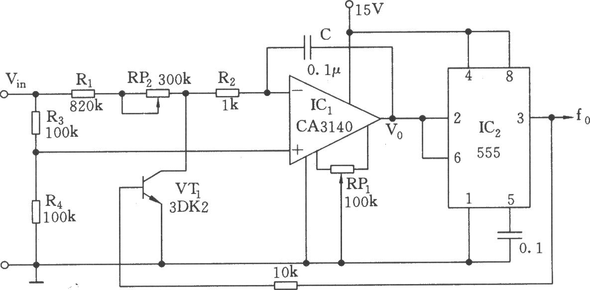 低转换系数的电压／频率转换器(555)