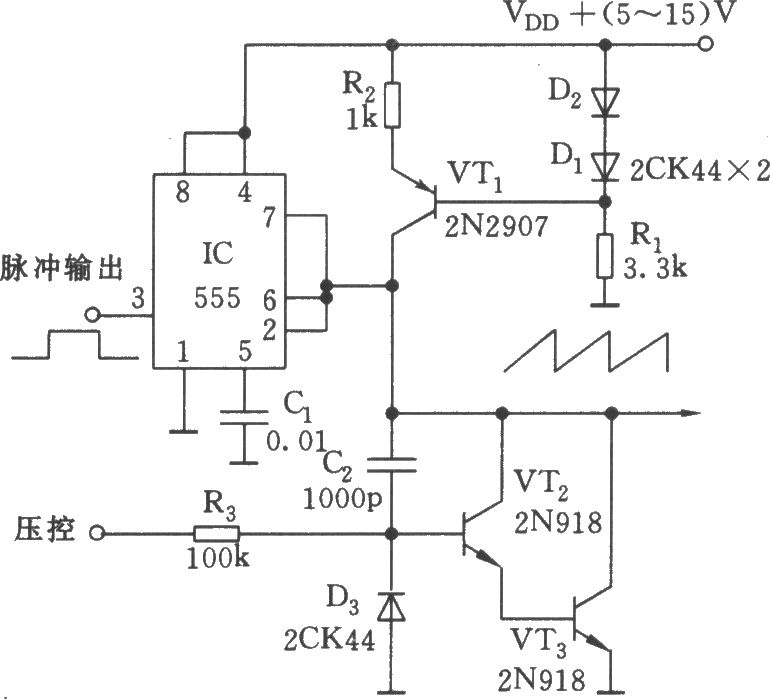 线性锯齿波产生器电路(555)